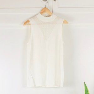 Reiss Off-White Roll Neck Sleeveless Top